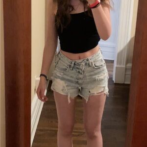 American Eagle Outfitters Blue Jean Shorts Distressed Cut-Off